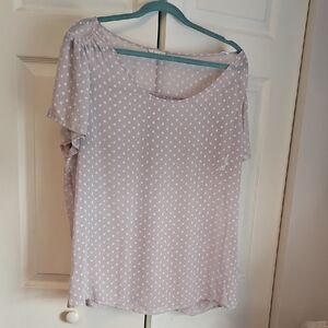 Pleione Light Gray Polka Dot Blouse